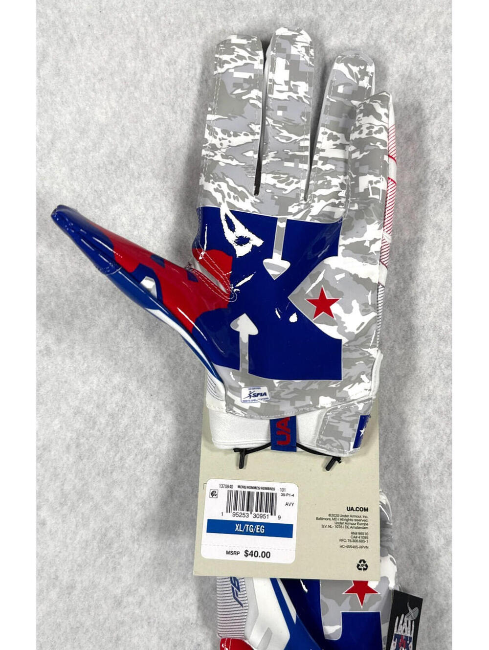 Under Armour Mens XL UA F8 Football Gloves Texas Limited Edition GlueGrip NWT